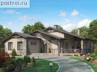 V-128-1P проект одноэтажного коттеджа из газобетона с подвалом размером 17 на 14 