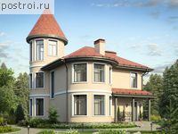 V-143-1K проект двухэтажного дома из кирпича с мансардой размером 11 на 11 