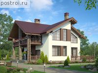 V-167-1P проект двухэтажного дома из пеноблоков с гаражом размером 9 на 15 