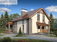 V-170-1K проект одноэтажного дома из кирпича с мансардой размером 11 на 10 