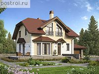 V-171-1P проект двухэтажного дома из пеноблоков с гаражом размером 9 на 14 