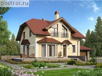 V-171-2P проект двухэтажного дома из пеноблоков с гаражом размером 14 на 9 