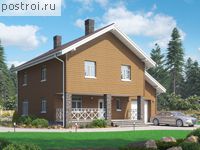 V-174-1P проект двухэтажного дома из пеноблоков с гаражом размером 12 на 14 