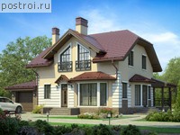 V-178-1P проект двухэтажного дома из пеноблоков с гаражом размером 15 на 11 