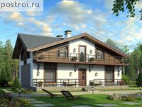 V-182-1K проект двухэтажной бани из кирпича с цоколем и мансардой размером 7 на 13 