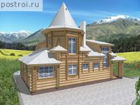 V-187-1D проект двухэтажного деревянного дома из бруса размером 10 на 16 