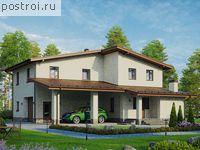 V-187-1P проект одноэтажного дома из пеноблоков с мансардой и гаражом размером 14 на 15 