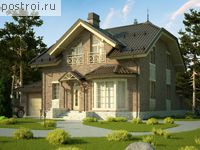 V-188-1P проект одноэтажного дома из пеноблоков с мансардой и гаражом размером 13 на 14 