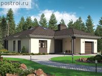 V-194-1K проект одноэтажного коттеджа из кирпича с мансардой и гаражом размером 15 на 22 