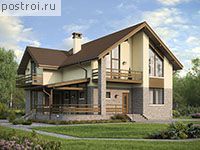 V-194-1P проект одноэтажного коттеджа из пенобетона с мансардой размером 13 на 12 