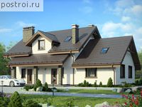 V-198-1K проект одноэтажного коттеджа из кирпича с мансардой размером 9 на 16 