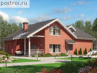 V-213-1P проект одноэтажной бани из пенобетона с мансардой и гаражом размером 9 на 18 