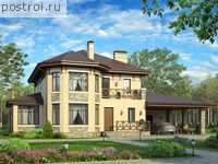 V-215-1P проект двухэтажного дома из пенобетона с гаражом размером 12 на 20 