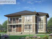 V-224-1P проект двухэтажного коттеджа из газобетона размером 12 на 18 