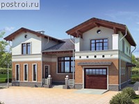 V-230-1K проект двухэтажного дома из кирпича с гаражом размером 15 на 13 