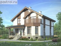 V-259-1K проект двухэтажного коттеджа из кирпича с цоколем размером 10 на 12 