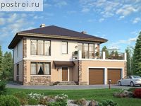 V-265-1P проект двухэтажного дома из пеноблоков с гаражом размером 15 на 16 