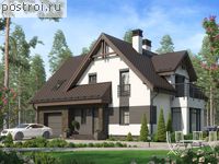 V-266-1K проект одноэтажного дома из кирпича с мансардой и гаражом размером 15 на 14 