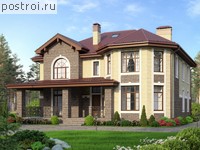 V-267-1P проект двухэтажного дома из пеноблоков с мансардой размером 14 на 13 