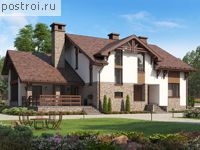 V-272-1K проект одноэтажного дома из кирпича с мансардой размером 16 на 19 