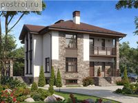 V-294-1P проект двухэтажного дома из пеноблоков с цоколем размером 12 на 12