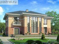 V-302-1P проект двухэтажного коттеджа из пенобетона размером 16 на 17 