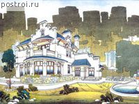 V-308-1P проект двухэтажного коттеджа из пенобетона с гаражом размером 13 на 21 