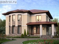 V-331-1K проект двухэтажного дома из кирпича с цоколем размером 12 на 12 