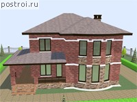 V-344-1K проект двухэтажного дома из кирпича с цоколем размером 13 на 16