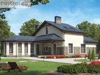 V-342-1P проект двухэтажного дома из пенобетона с цоколем и мансардой размером 22 на 11 