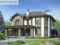 V-392-1P проект трехэтажного дома из газобетона с цоколем и мансардой размером 13 на 13 