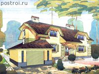 V-414-1K проект двухэтажного дома из кирпича с гаражом размером 12 на 19 