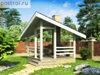 W-009-1P проект одноэтажной беседки из пеноблока размером 3 на 3 