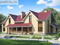 W-620-1P проект двухэтажного дома из газобетона с мансардой размером 13 на 15 