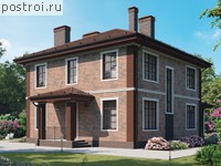 X-233-1P проект двухэтажного дома из газобетона с цоколем размером 11 на 11