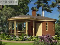 A-048-1K проект одноэтажной беседки из кирпича с подвалом размером 9 на 5 