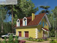 A-101-1P проект одноэтажного коттеджа из пенобетона с мансардой и гаражом размером 11 на 7 