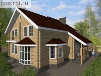 A-201-1D проект двухэтажного деревянного дома из бруса с цоколем и мансардой размером 12 на 13 
