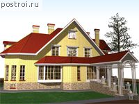 A-318-2P проект двухэтажного дома из газобетона с цоколем и мансардой размером 11 на 13 