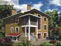 A-460-1K проект двухэтажного дома из кирпича с цоколем и гаражом размером 15 на 18 