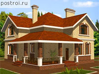 B-220-1K проект двухэтажного коттеджа из кирпича размером 14 на 13 