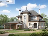 B-236-1P проект двухэтажного дома из газобетона с гаражом размером 17 на 14