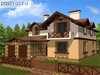 B-271-1K проект двухэтажного дома из кирпича с гаражом размером 14 на 16 