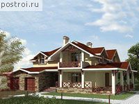 B-375-1P проект двухэтажного дома из газобетона с гаражом размером 17 на 20