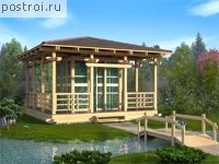 C-034-1S проект одноэтажной каркасной беседки размером 6 на 6 