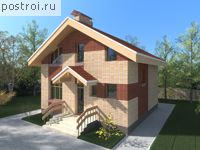 C-107-1P проект одноэтажного коттеджа из пенобетона с мансардой размером 8 на 8 