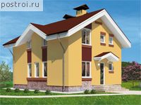 C-127-1P проект одноэтажного коттеджа из газобетона с мансардой размером 10 на 8 