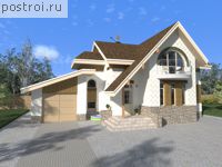 C-160-1P проект одноэтажного дома из пеноблоков с мансардой и гаражом размером 10 на 15 