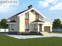 C-172-1P проект одноэтажного дома из пеноблоков с мансардой и гаражом размером 10 на 13 