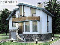 C-178-1K проект двухэтажного дома из кирпича с цоколем и гаражом размером 8 на 9 